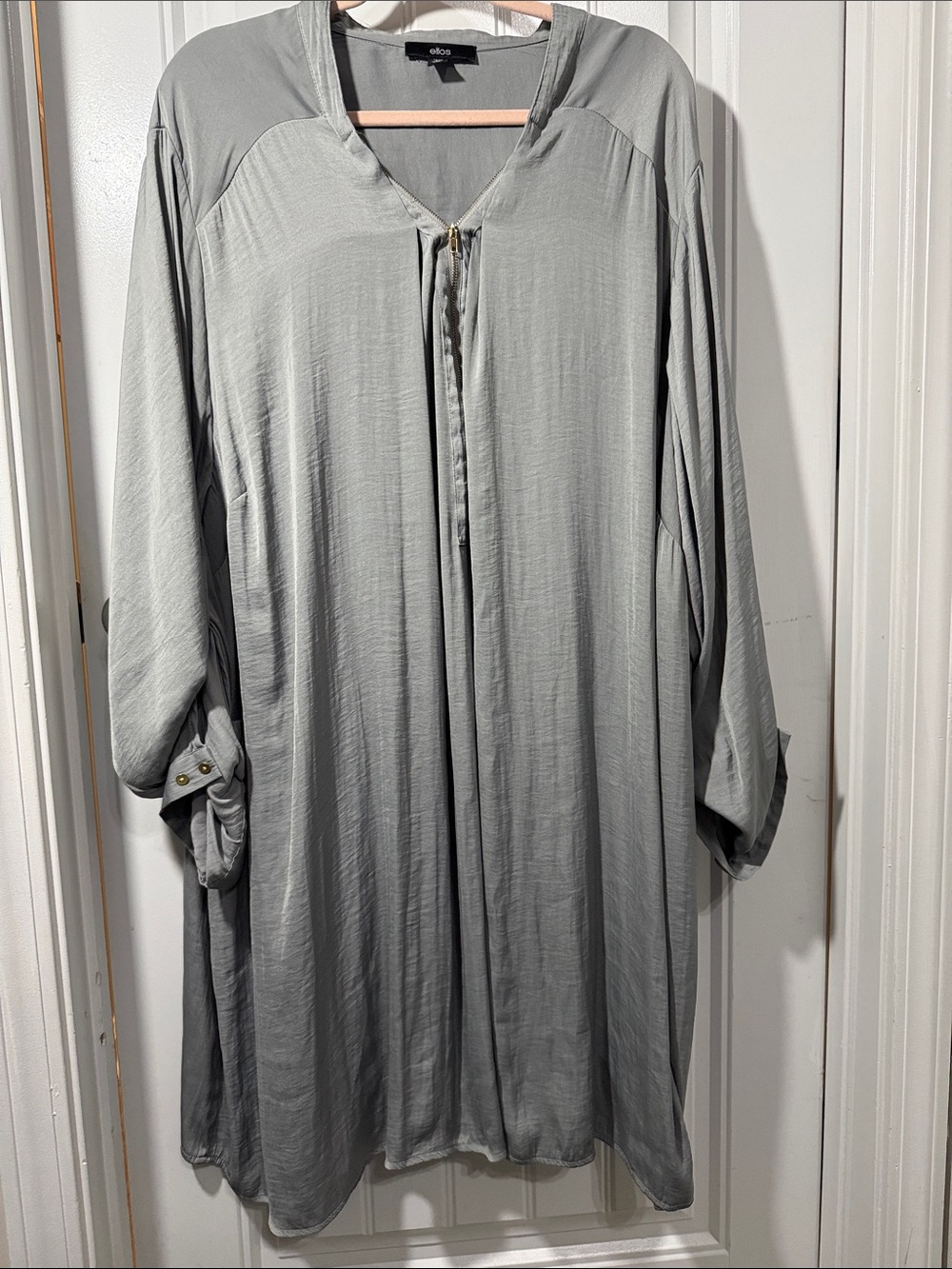 ellos Light Gray Long Sleeve Zip-Front Tunic